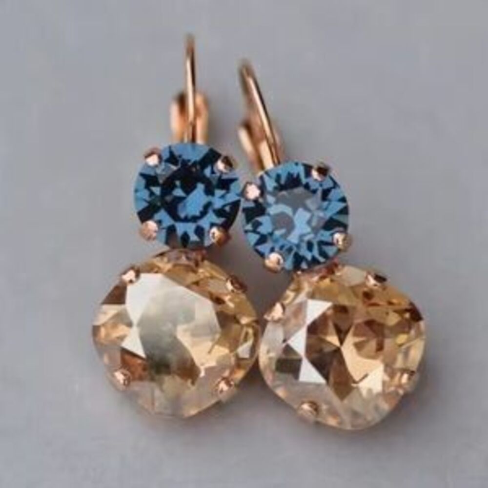 Vintage Champagne Sapphire Crystal Drop Earrings